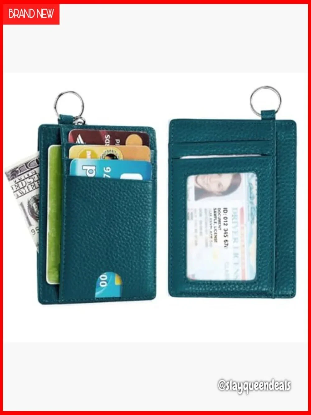 Slim Minimalist Leather Wallet RFID Blocking Card Holder Key Ring